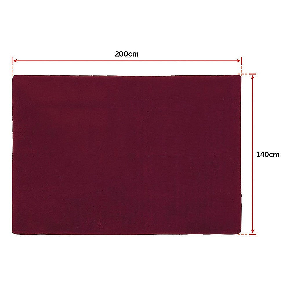 200x140cm Floor Rugs Large Shaggy Rug Area Carpet Bedroom Living Room Mat - Burgundy V63-832081