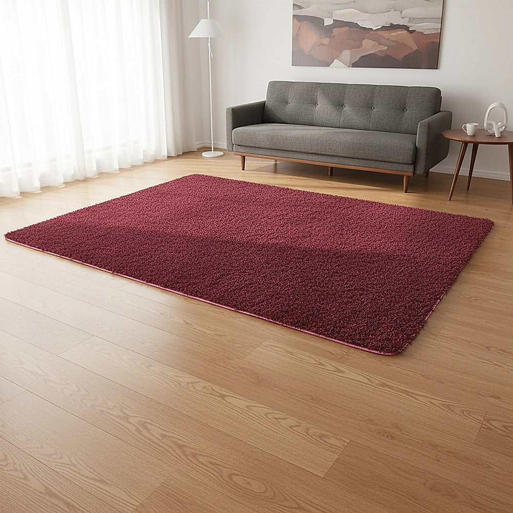 230x200cm Floor Rugs Large Shaggy Rug Area Carpet Bedroom Living Room Mat - Burgundy