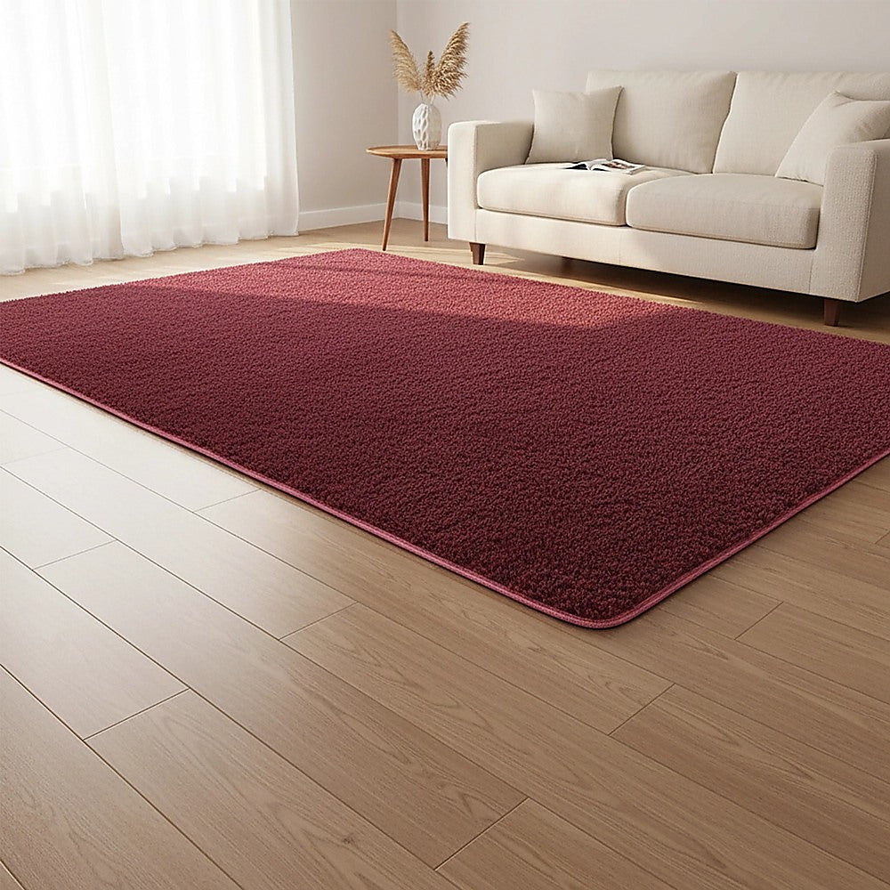 230x200cm Floor Rugs Large Shaggy Rug Area Carpet Bedroom Living Room Mat - Burgundy V63-832091