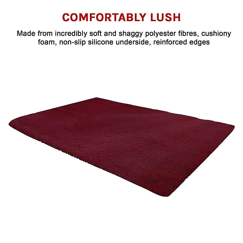 230x200cm Floor Rugs Large Shaggy Rug Area Carpet Bedroom Living Room Mat - Burgundy V63-832091