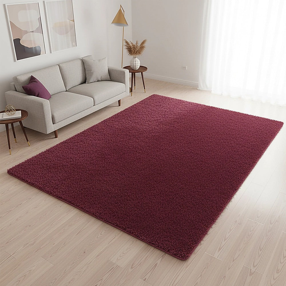230x160cm Floor Rugs Large Shaggy Rug Area Carpet Bedroom Living Room Mat - Burgundy V63-832101
