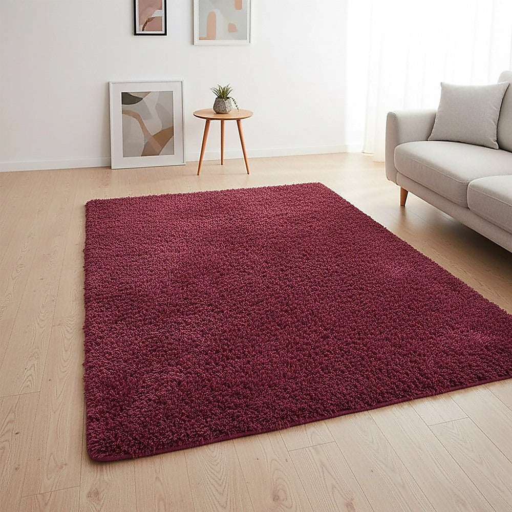 230x160cm Floor Rugs Large Shaggy Rug Area Carpet Bedroom Living Room Mat - Burgundy V63-832101