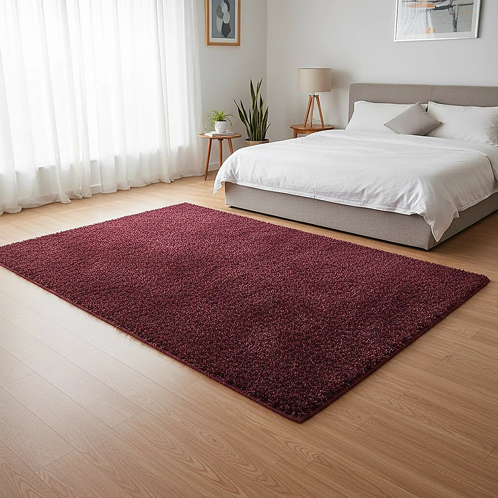 230x160cm Floor Rugs Large Shaggy Rug Area Carpet Bedroom Living Room Mat - Burgundy V63-832101