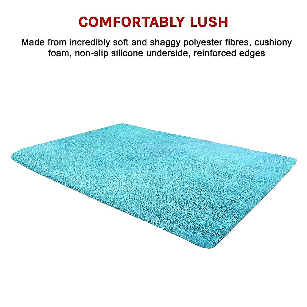 200x140cm Floor Rugs Large Shaggy Rug Area Carpet Bedroom Living Room Mat - Turquoise V63-832111