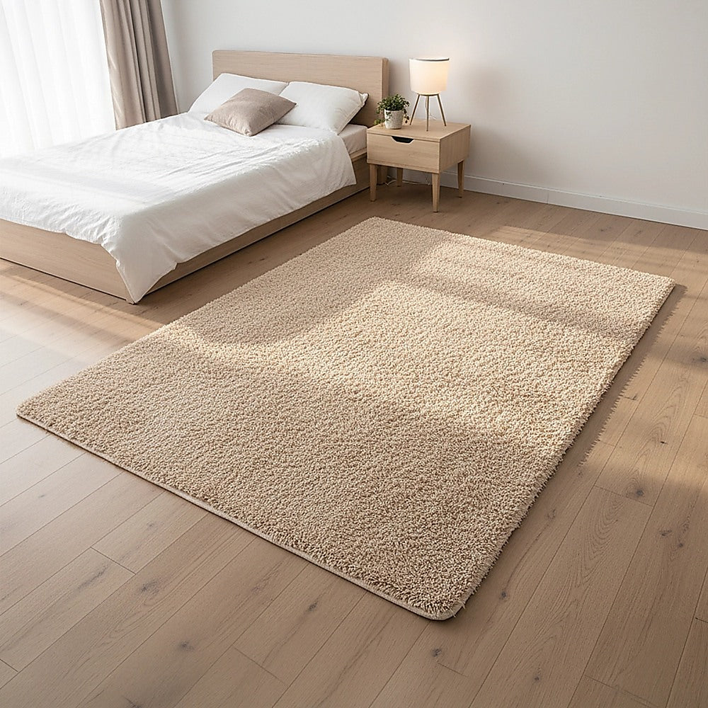 200x140cm Floor Rugs Large Shaggy Rug Area Carpet Bedroom Living Room Mat - Beige V63-832141