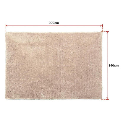 200x140cm Floor Rugs Large Shaggy Rug Area Carpet Bedroom Living Room Mat - Beige V63-832141