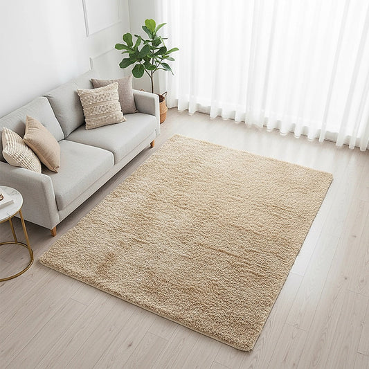 230x160cm Floor Rugs Large Shaggy Rug Area Carpet Bedroom Living Room Mat - Beige V63-832151
