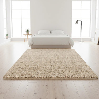 230x160cm Floor Rugs Large Shaggy Rug Area Carpet Bedroom Living Room Mat - Beige V63-832151
