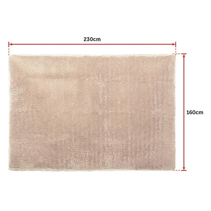 230x160cm Floor Rugs Large Shaggy Rug Area Carpet Bedroom Living Room Mat - Beige V63-832151
