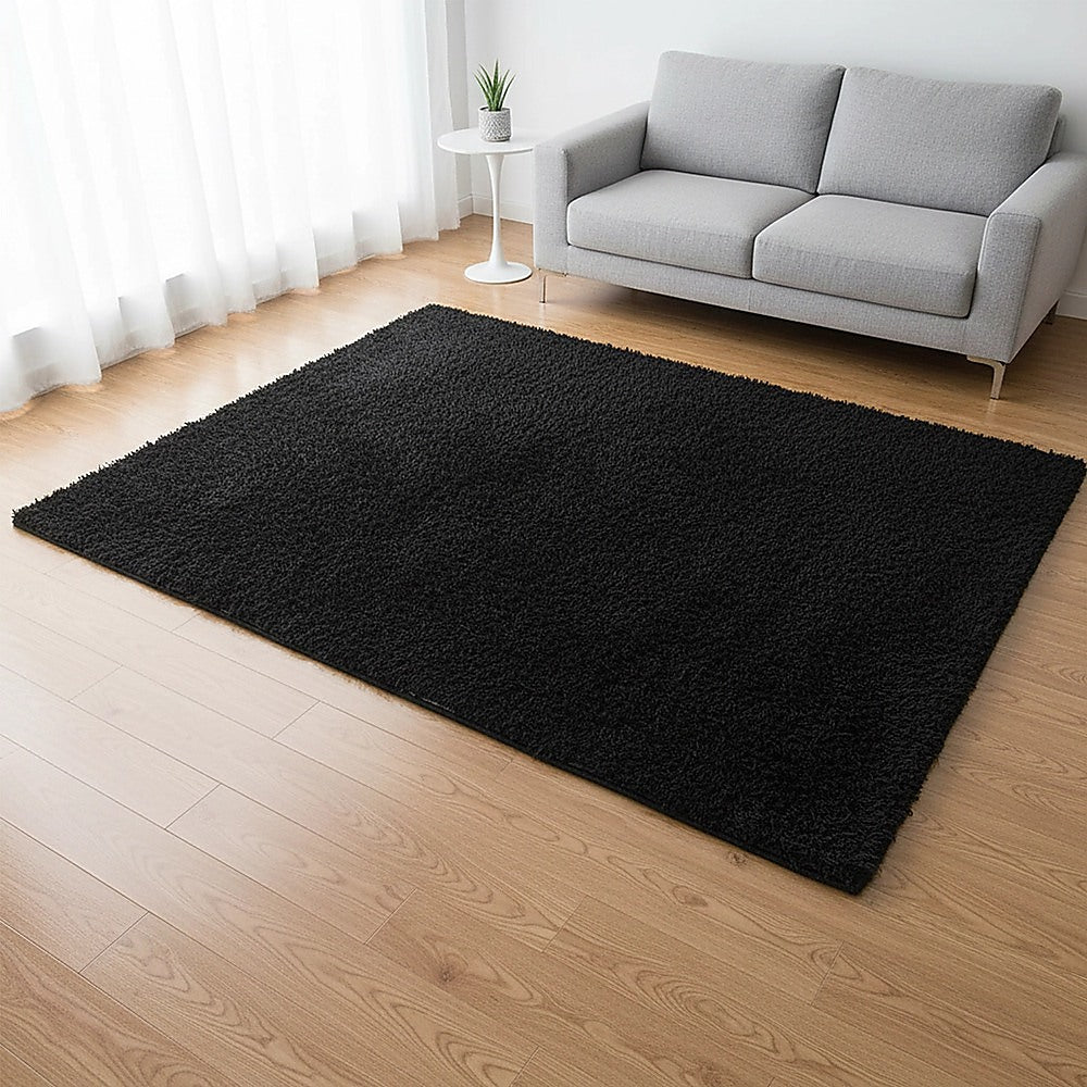 200x140cm Floor Rugs Large Shaggy Rug Area Carpet Bedroom Living Room Mat - Black V63-832171