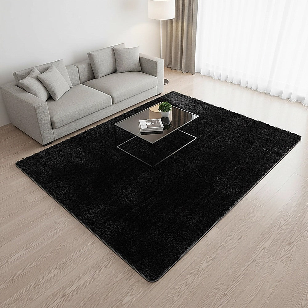 230x160cm Floor Rugs Large Shaggy Rug Area Carpet Bedroom Living Room Mat - Black V63-832181