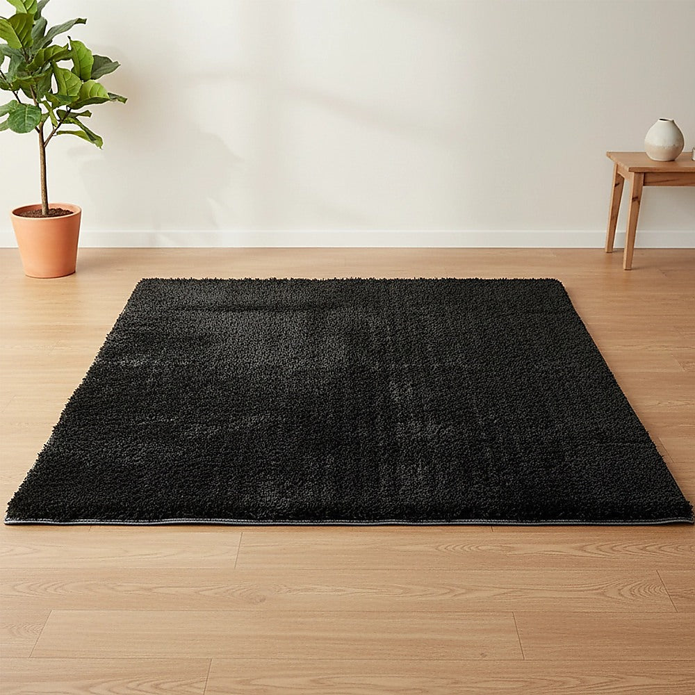 230x200cm Floor Rugs Large Shaggy Rug Area Carpet Bedroom Living Room Mat - Black