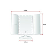 Makeup Mirror With LED Light Standing Mirror Magnifying Tri-Fold Touch V63-832231