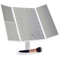 Makeup Mirror With LED Light Standing Mirror Magnifying Tri-Fold Touch V63-832231