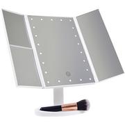 Makeup Mirror With LED Light Standing Mirror Magnifying Tri-Fold Touch V63-832231