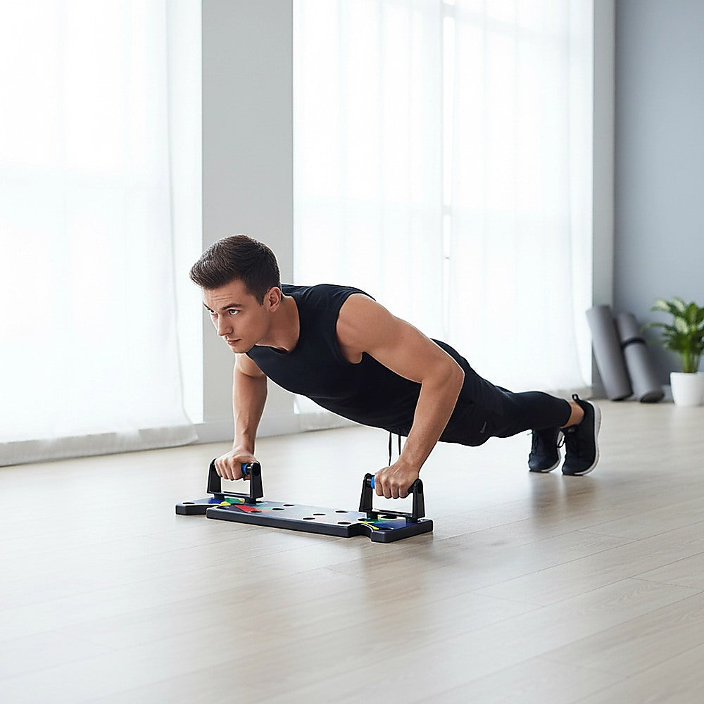 9 in 1 Push Up Board Yoga Bands Fitness Workout Train Gym Exercise Pushup Stand V63-832261
