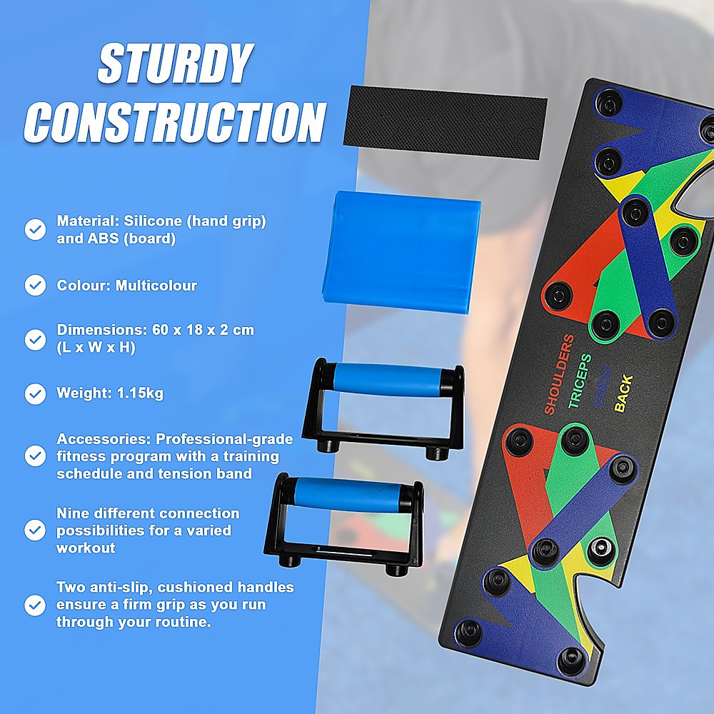 9 in 1 Push Up Board Yoga Bands Fitness Workout Train Gym Exercise Pushup Stand V63-832261