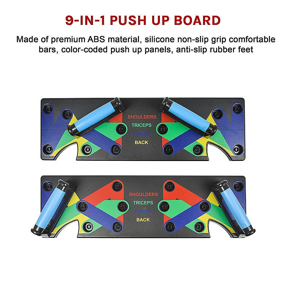 9 in 1 Push Up Board Yoga Bands Fitness Workout Train Gym Exercise Pushup Stand V63-832261