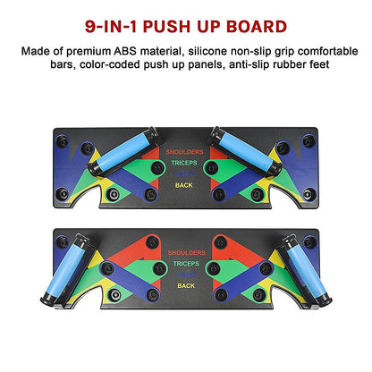9 in 1 Push Up Board Yoga Bands Fitness Workout Train Gym Exercise Pushup Stand V63-832261
