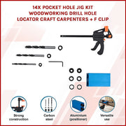 14X Pocket Hole Jig Kit Woodworking Drill Hole Locator Craft Carpenters + F Clip