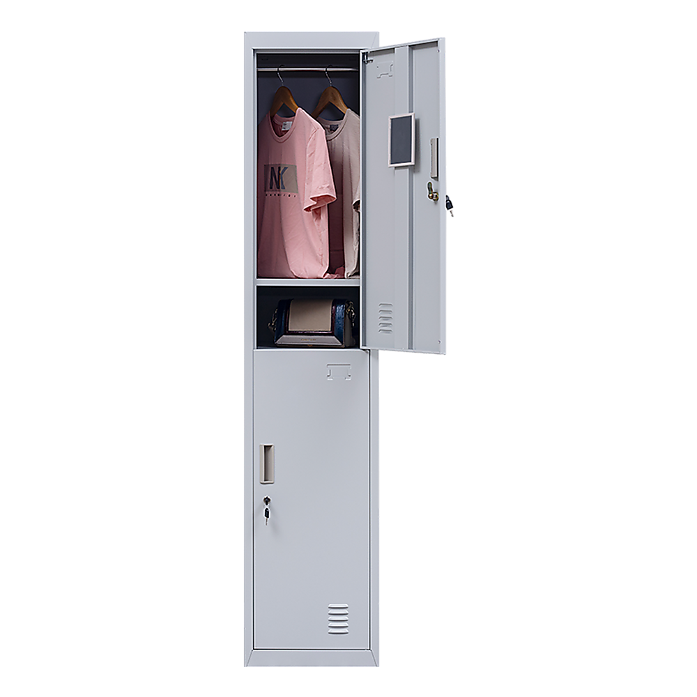 2-Door Vertical Locker for Office Gym Shed School Home Storage V63-832411