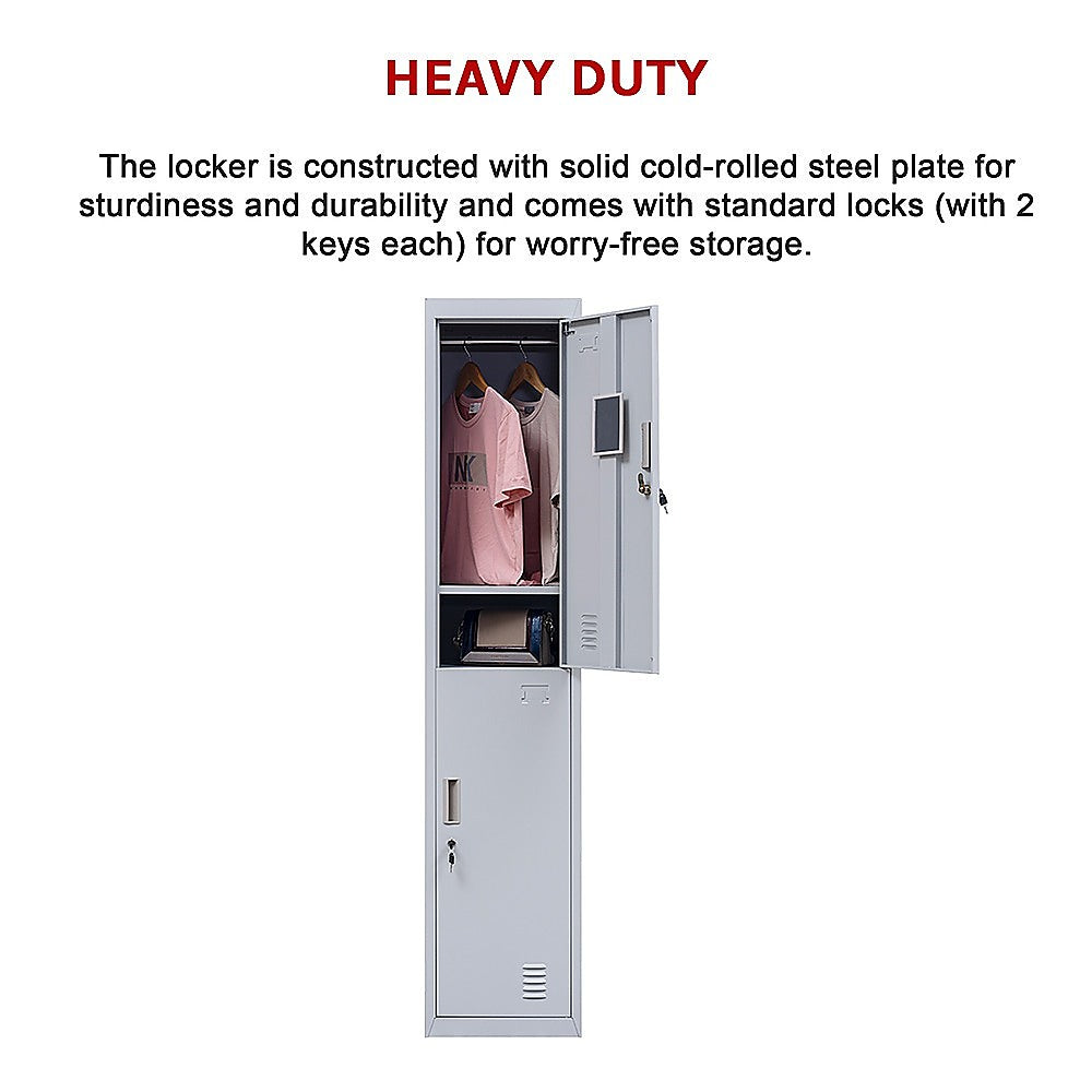 2-Door Vertical Locker for Office Gym Shed School Home Storage V63-832411