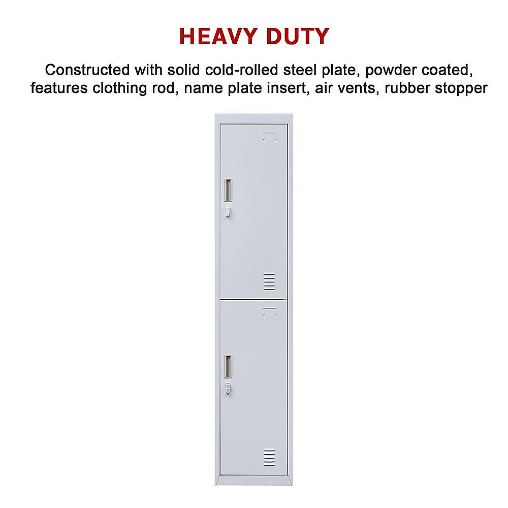 2-Door Vertical Locker for Office Gym Shed School Home Storage V63-832421