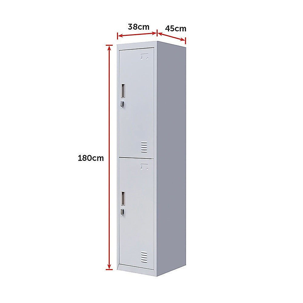 2-Door Vertical Locker for Office Gym Shed School Home Storage V63-832421