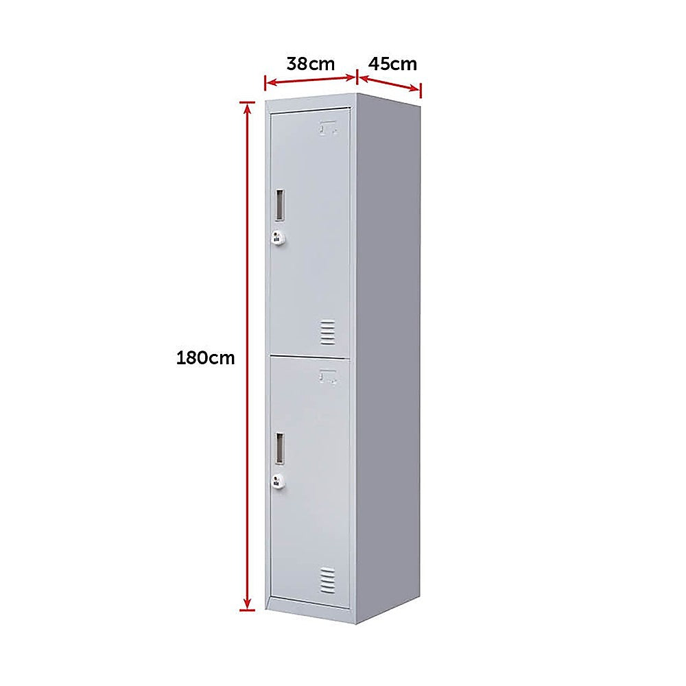 2-Door Vertical Locker for Office Gym Shed School Home Storage V63-832431