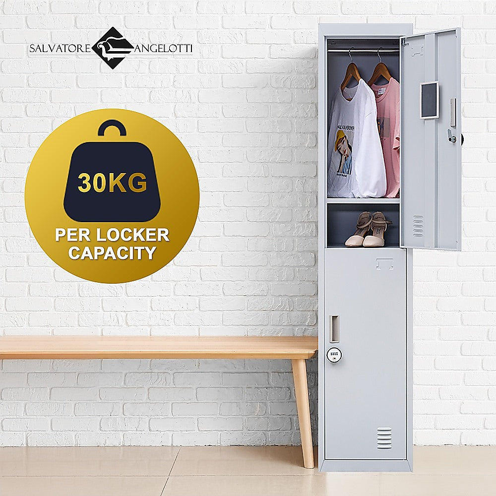 2-Door Vertical Locker for Office Gym Shed School Home Storage V63-832441