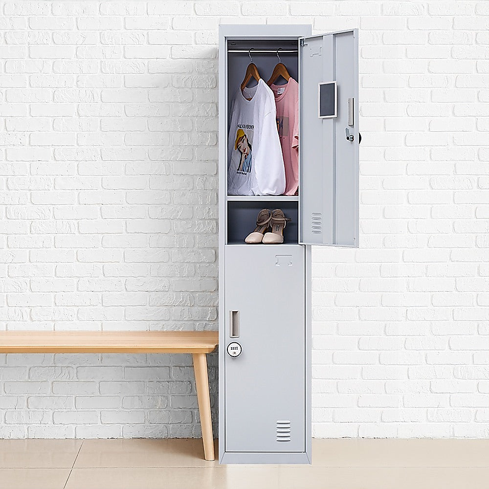 2-Door Vertical Locker for Office Gym Shed School Home Storage V63-832441