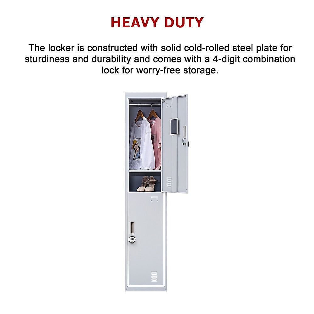 2-Door Vertical Locker for Office Gym Shed School Home Storage V63-832441