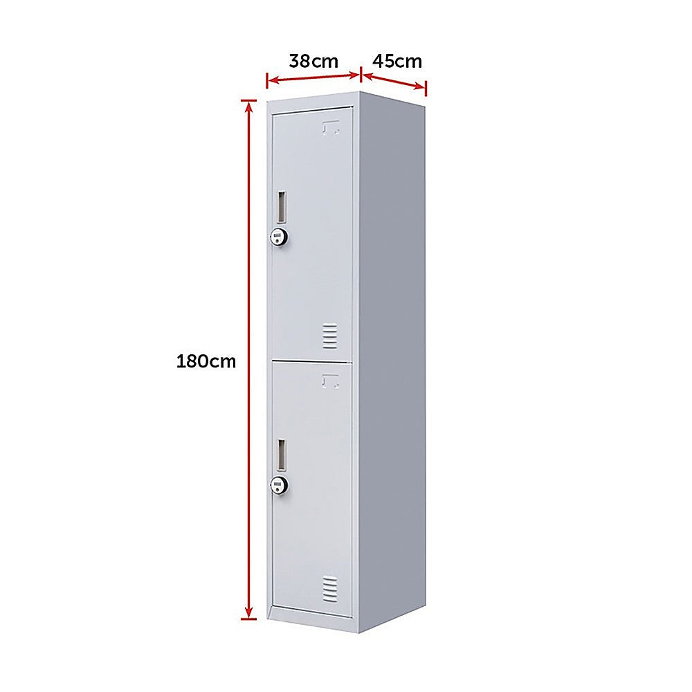 2-Door Vertical Locker for Office Gym Shed School Home Storage V63-832441