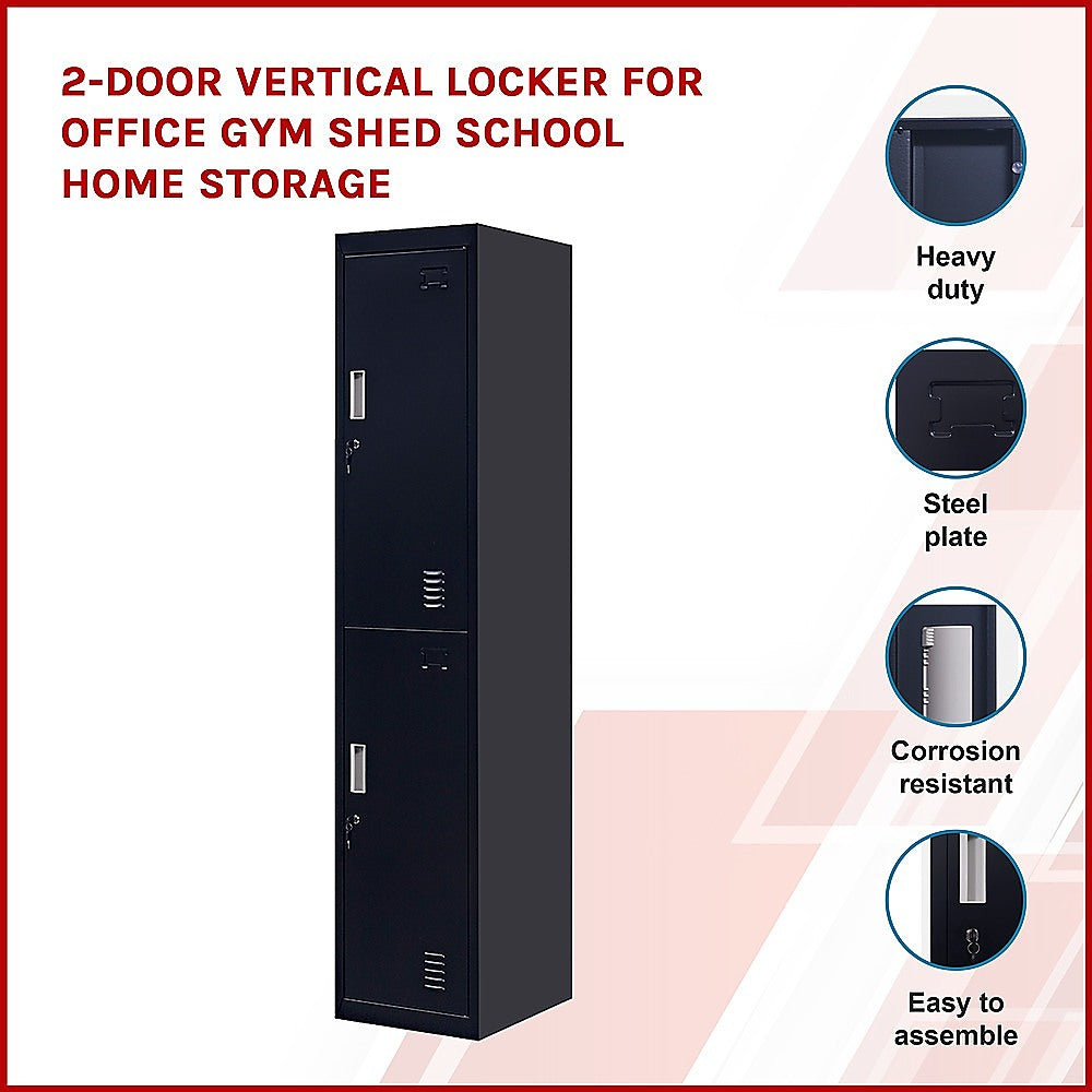 2-Door Vertical Locker for Office Gym Shed School Home Storage V63-832451