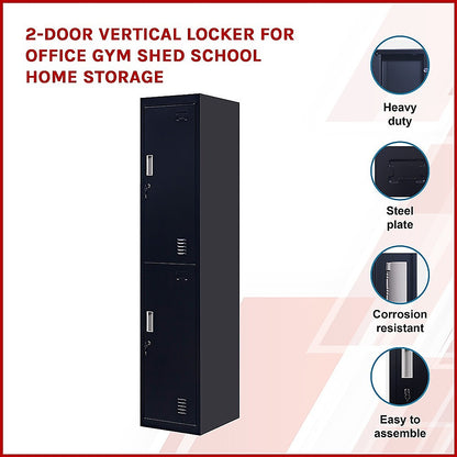 2-Door Vertical Locker for Office Gym Shed School Home Storage V63-832451