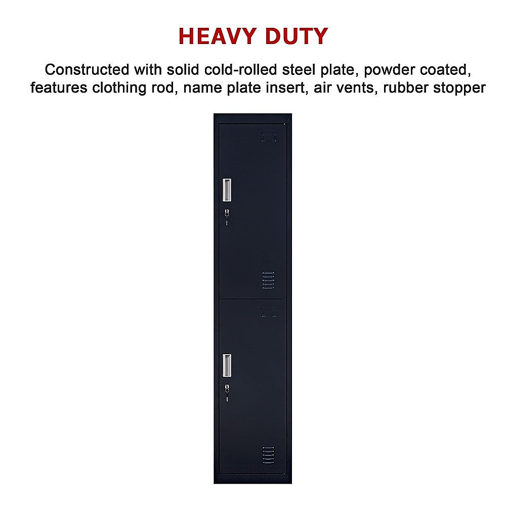 2-Door Vertical Locker for Office Gym Shed School Home Storage V63-832451