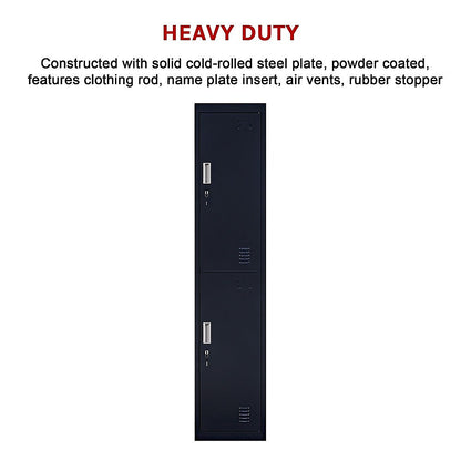 2-Door Vertical Locker for Office Gym Shed School Home Storage V63-832451