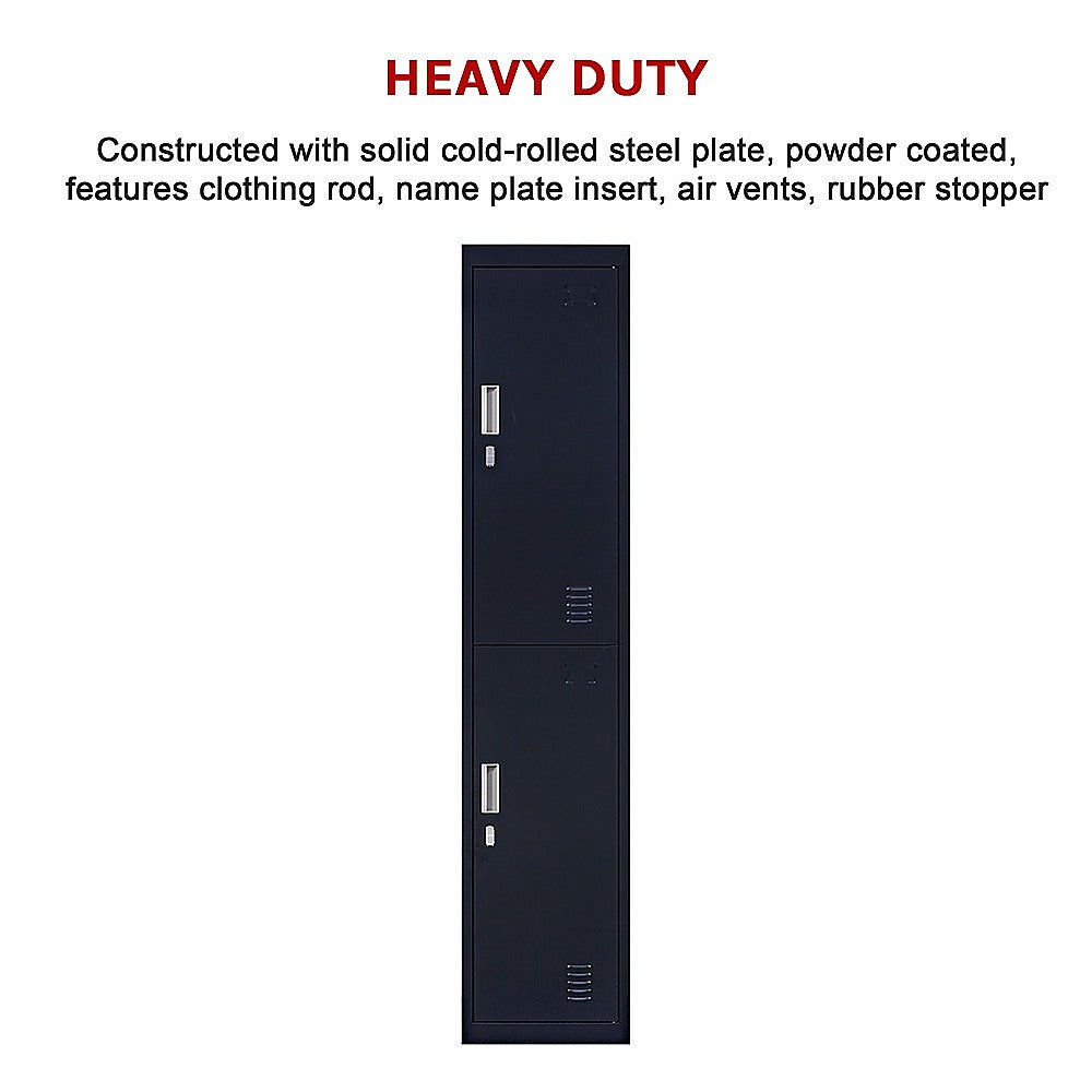 2-Door Vertical Locker for Office Gym Shed School Home Storage V63-832461