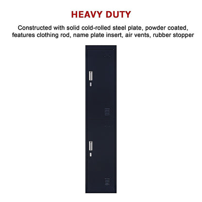 2-Door Vertical Locker for Office Gym Shed School Home Storage V63-832461