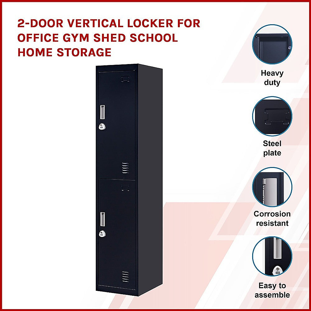 2-Door Vertical Locker for Office Gym Shed School Home Storage V63-832471