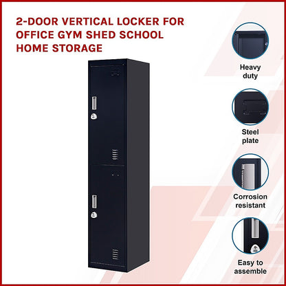2-Door Vertical Locker for Office Gym Shed School Home Storage V63-832471
