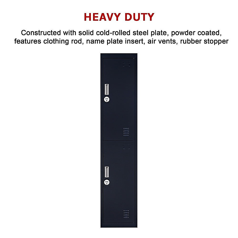 2-Door Vertical Locker for Office Gym Shed School Home Storage V63-832481