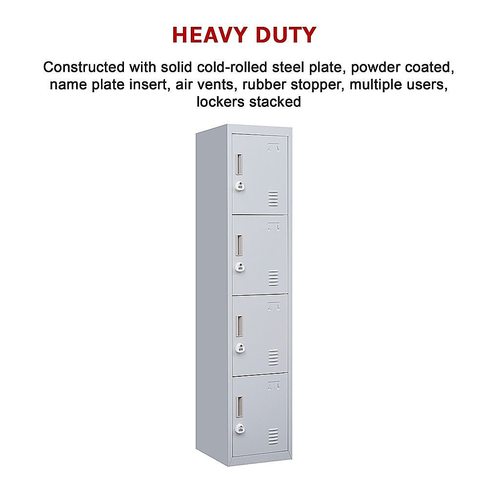 4-Door Vertical Locker for Office Gym Shed School Home Storage V63-832521