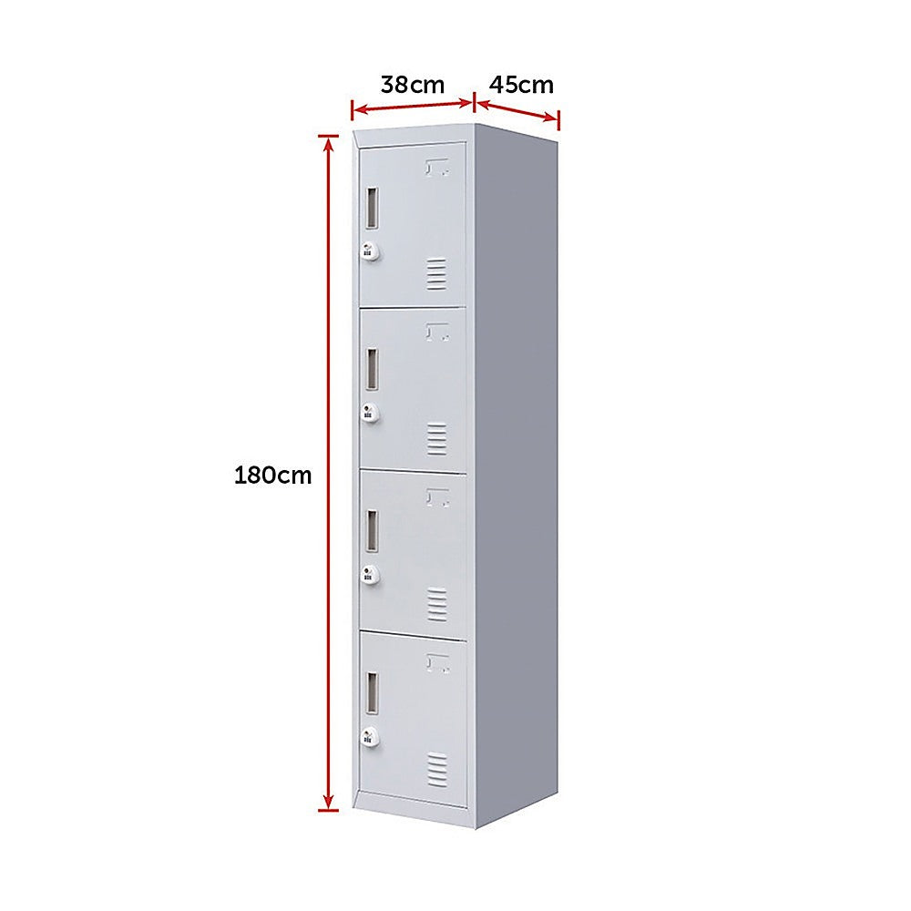 4-Door Vertical Locker for Office Gym Shed School Home Storage V63-832521