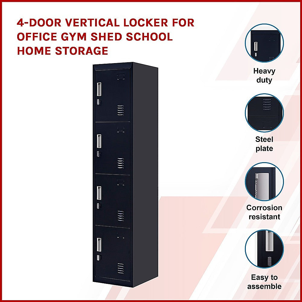 4-Door Vertical Locker for Office Gym Shed School Home Storage V63-832551