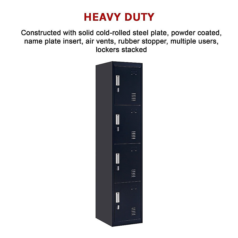 4-Door Vertical Locker for Office Gym Shed School Home Storage V63-832551