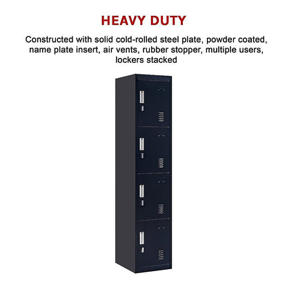 4-Door Vertical Locker for Office Gym Shed School Home Storage V63-832551