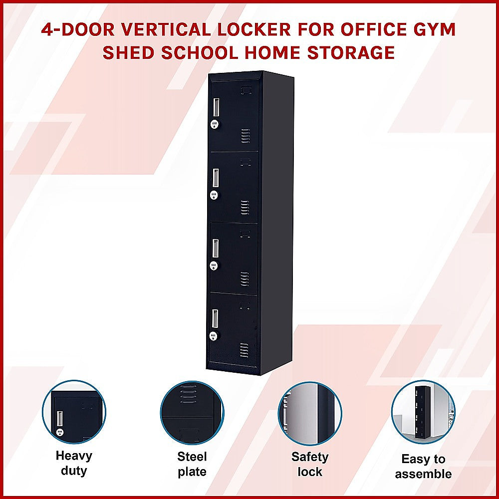 4-Door Vertical Locker for Office Gym Shed School Home Storage V63-832571