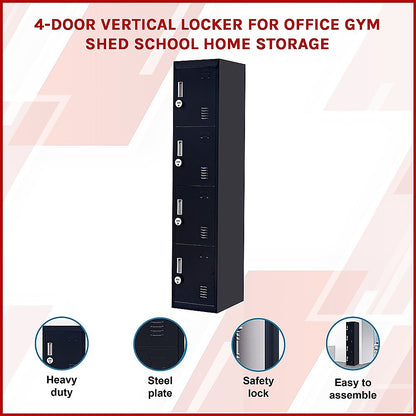 4-Door Vertical Locker for Office Gym Shed School Home Storage V63-832571