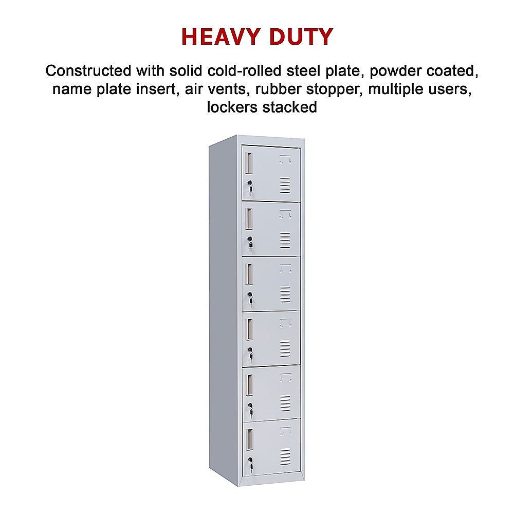 6-Door Locker for Office Gym Shed School Home Storage V63-832681